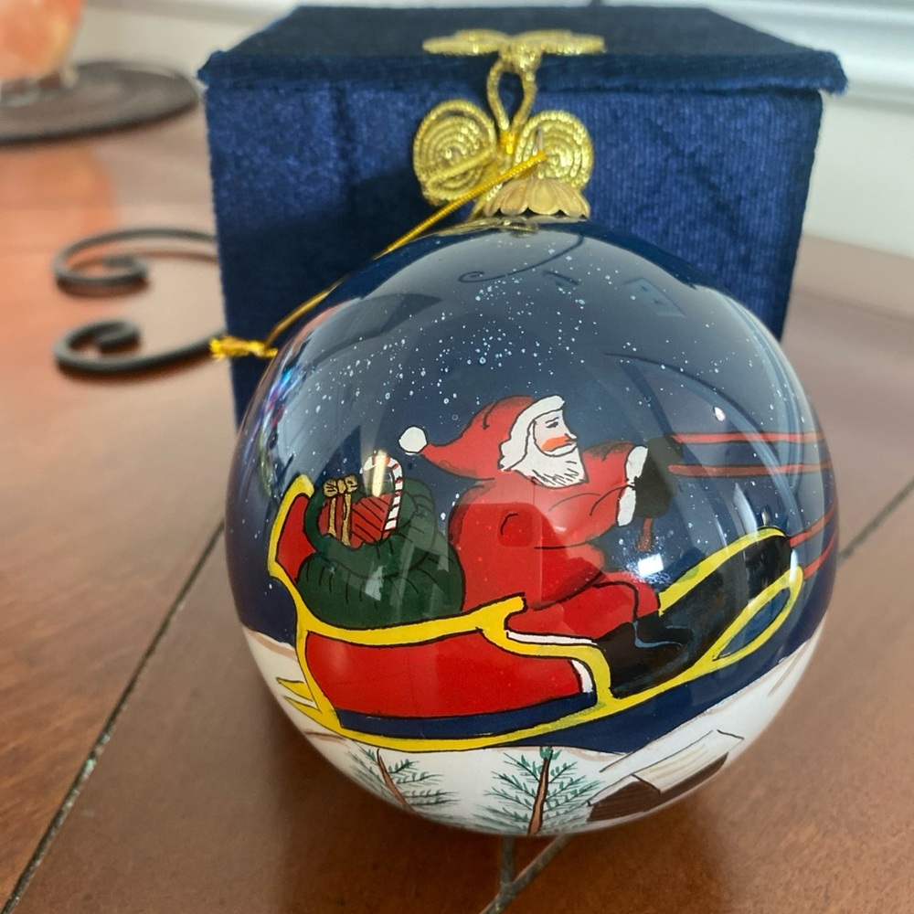 Pier 1 Festive Santa Sleigh Ornament